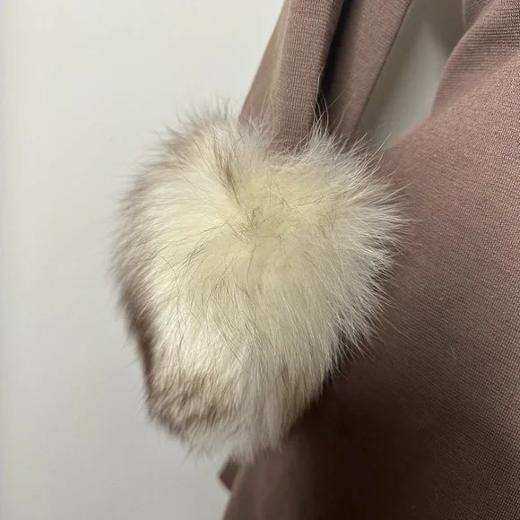 Donenfeld Dayton Brown Coat with Fur Cuffs - Picture 4 of 5